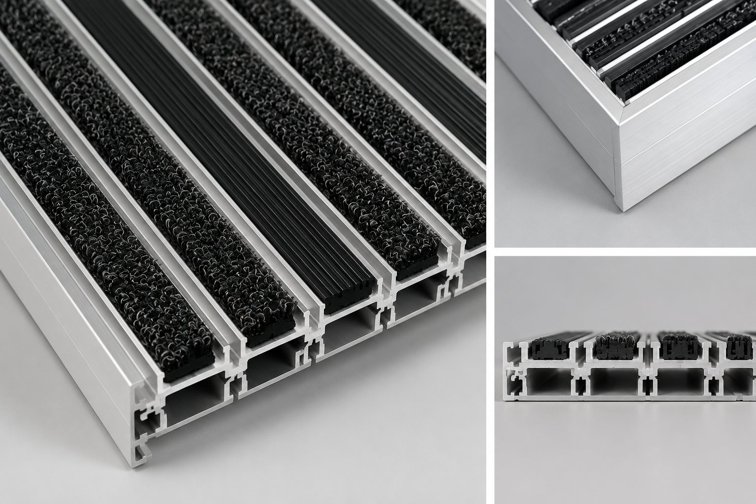 Aluminum frame component for entrance mat system