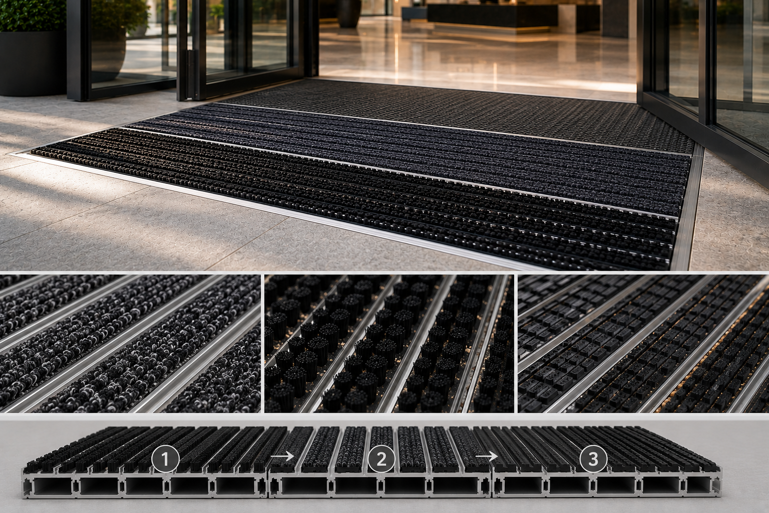 Combined insert system for aluminum entrance mat