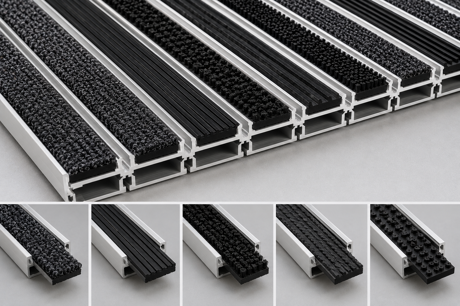 Replaceable functional inserts for aluminum entrance mats