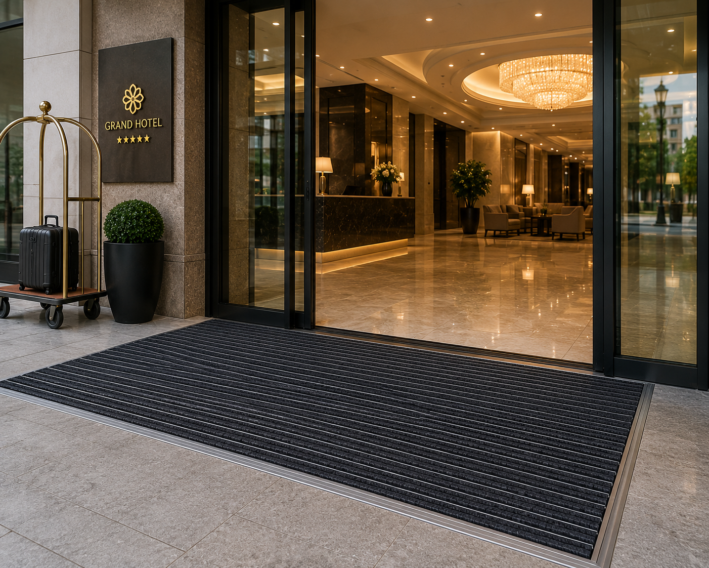 Hotel lobby entrance with aluminum mat system