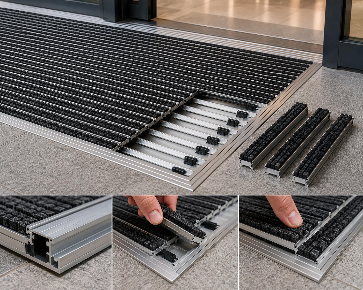 Aluminum frame profile and replaceable insert detail